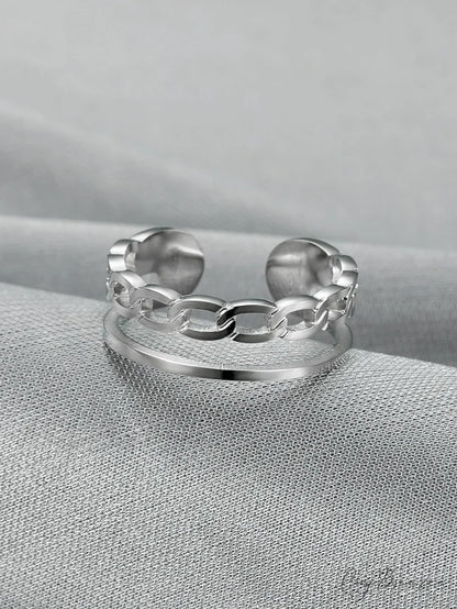 Hollow Out Cuff Ring Silver / one-size