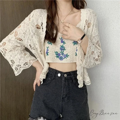 Hollow Out Elegant Long Sleeve Shrug Cardigan cardiagn-250126