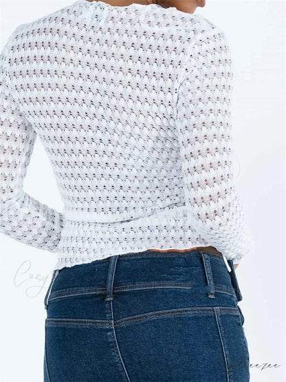 Hollow Out Irregular Hem Retro Ruched T-Shirts