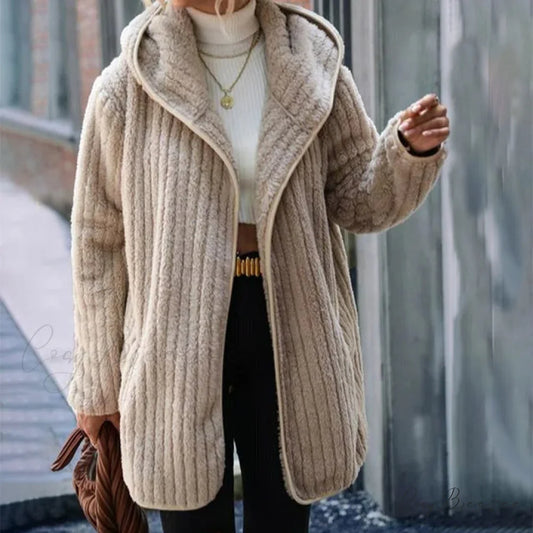 Hooded Coat for Warmth Khaki / S