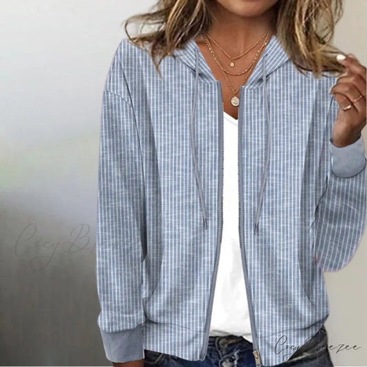 Hooded Striped Jacket Blue / S