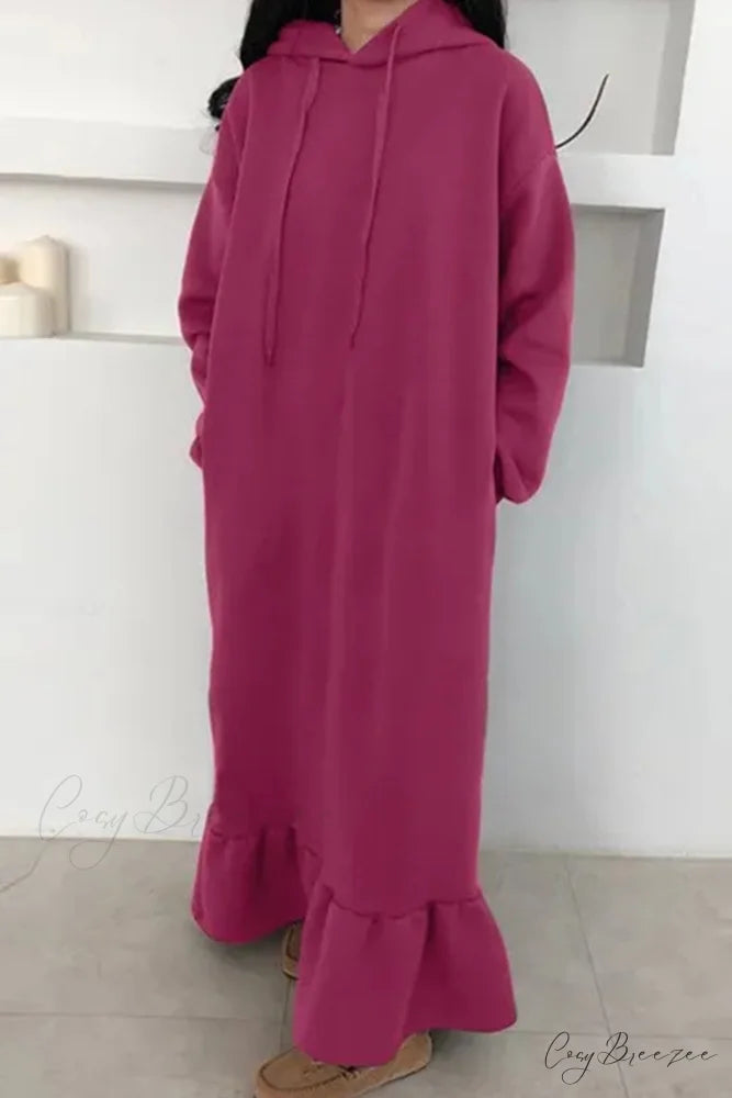 Hoodie Fishtail Sweatshirt Dress Rose / 2XL