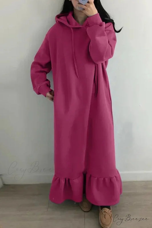 Hoodie Fishtail Sweatshirt Dress Rose / S