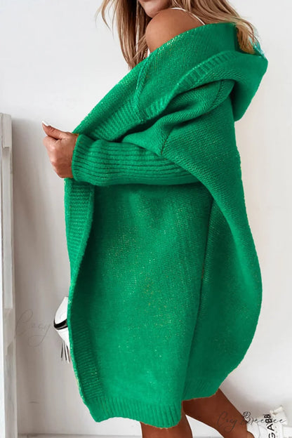 Hoodie Front Open Cardigan Grass Green / L