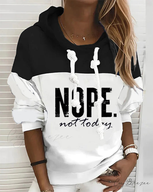 Hoodie Letter Casual with Print White / S