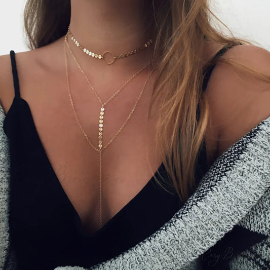 Hot Selling Fashion Handmade Multi-layer Circle Necklace GOLD
