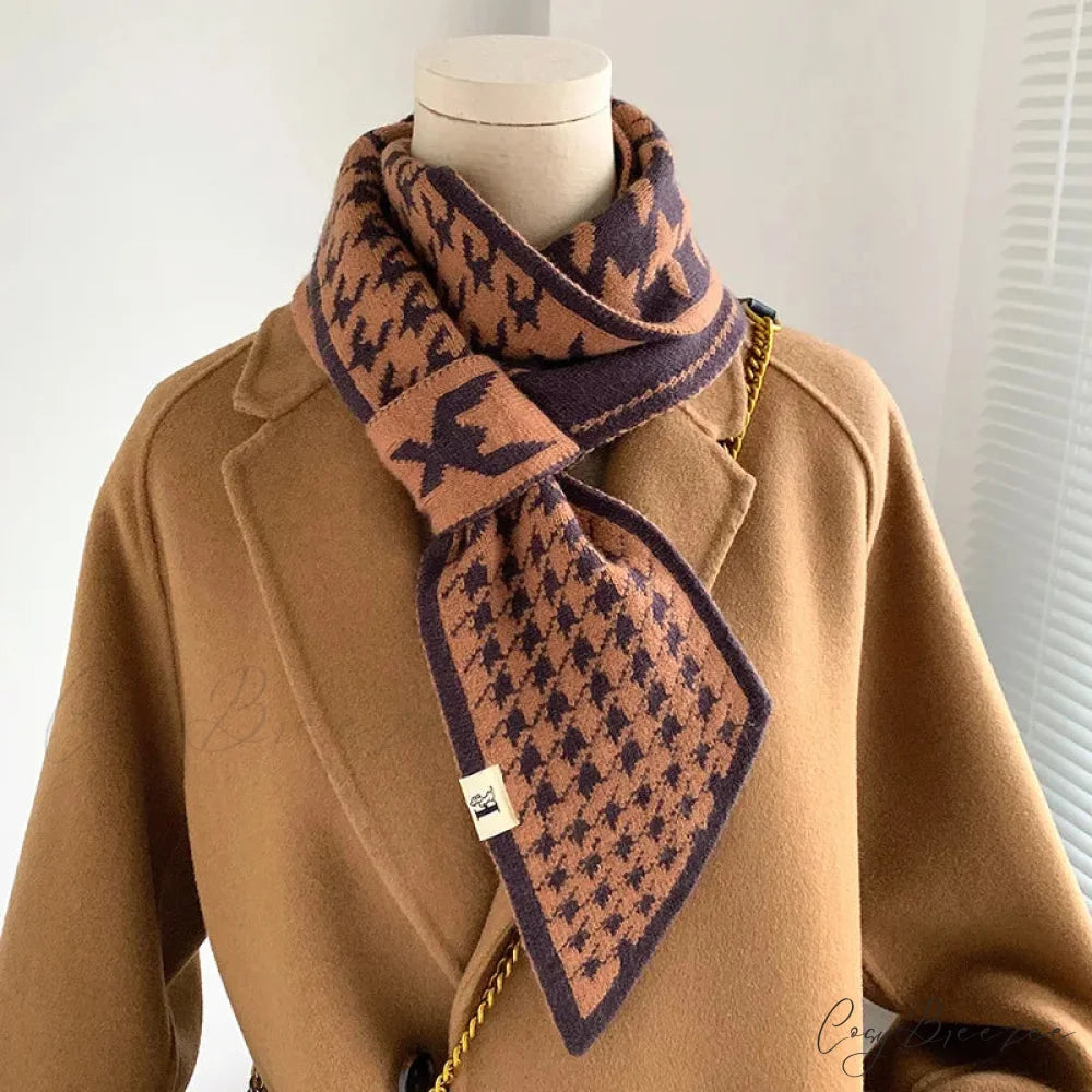 Houndstooth Knit Winter Scarf scarf-241228
