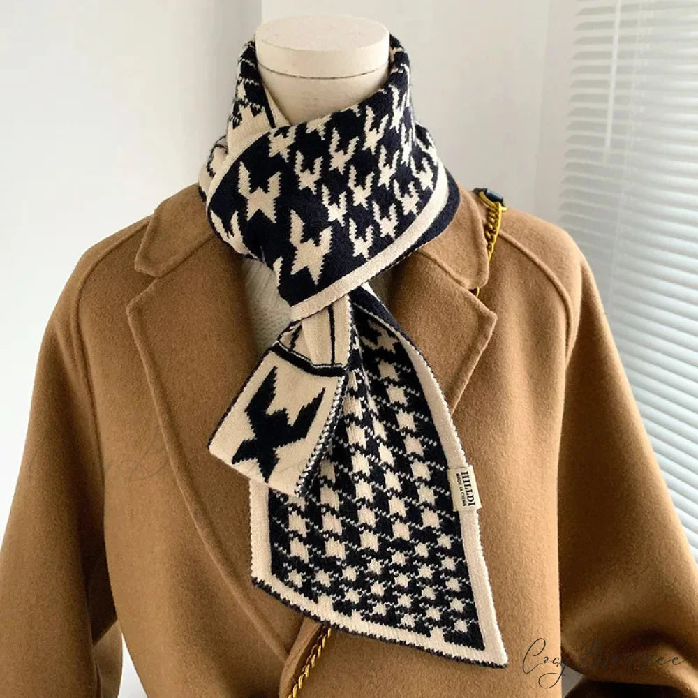 Houndstooth Knit Winter Scarf scarf-241228