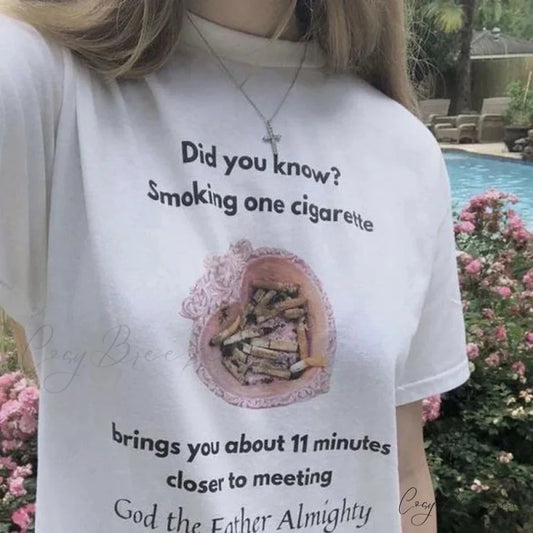 Humorous Smoker Meme Print Tee WHITE / S t-shirt-250223