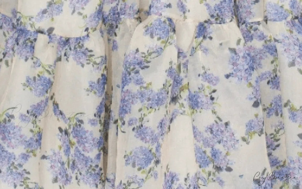 Hydrangea Tender Floral Charming Maxi Tie-Strap Dress