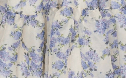 Hydrangea Tender Floral Charming Maxi Tie-Strap Dress