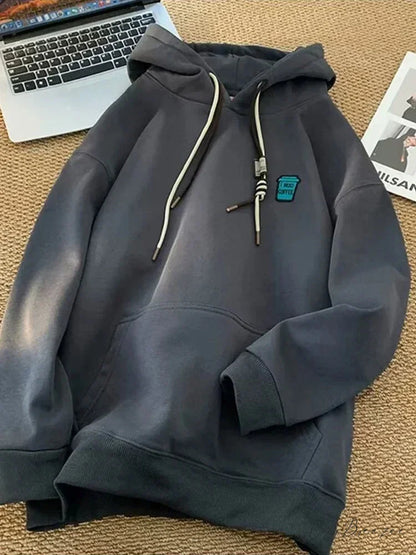 ’I Need Coffee’ Graphic Fleece Hoodie Dark Grey / M(40-45KG) hoodies-241228