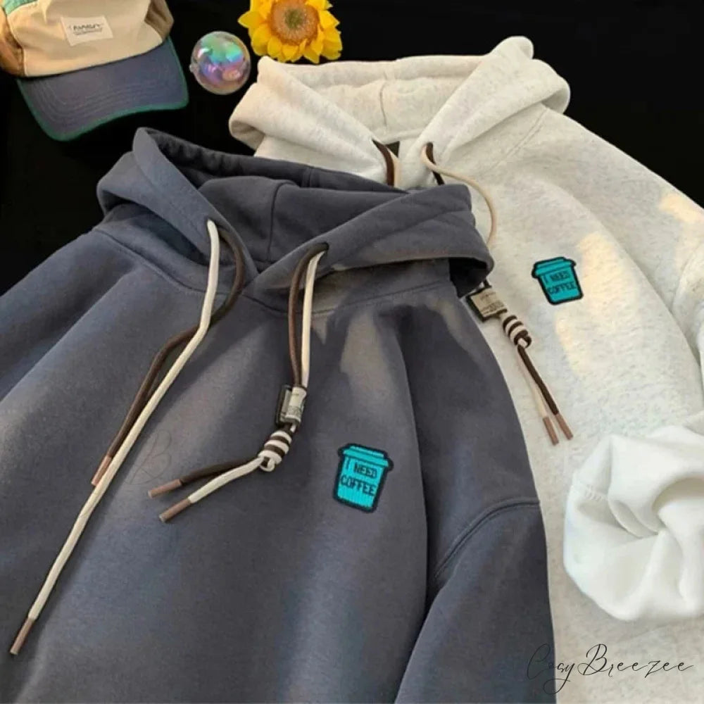 ’I Need Coffee’ Graphic Fleece Hoodie hoodies-241228