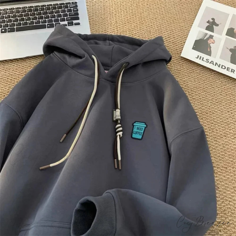’I Need Coffee’ Graphic Fleece Hoodie hoodies-241228