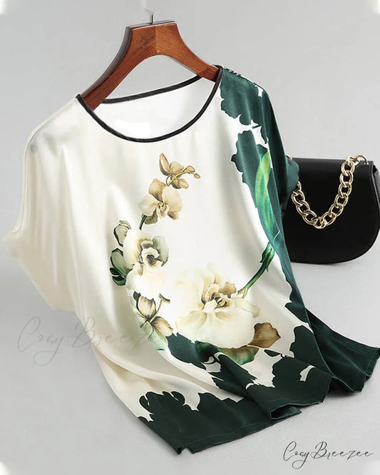 Ice T-Shirt Short-Sleeved with Silk Print Green / M
