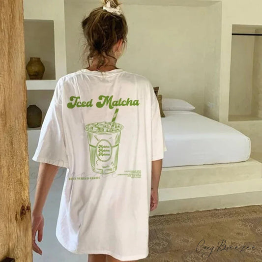 Iced Matcha Enthusiast Vintage T-shirt WHITE / S t-shirt-250223