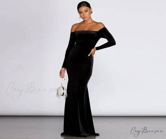 Ida Velvet Stylish Formal Gown BLACK / XS