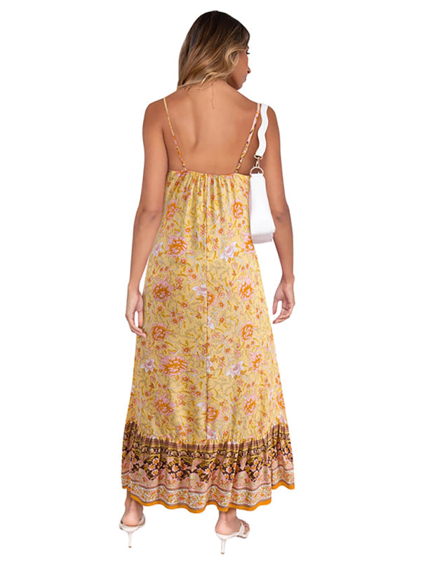 Cosybreezee - Bohemian Women's Suspender Gown with Flower Print