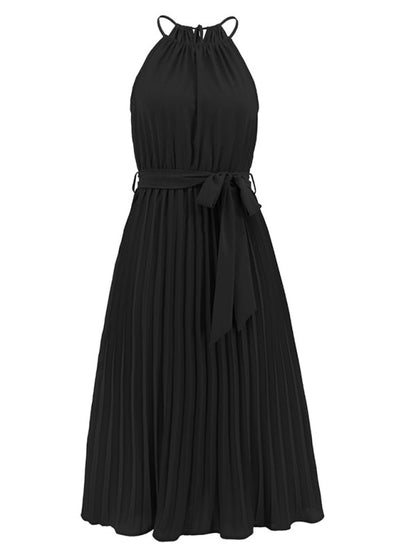 for Halter Midi Color Solid Folded Gown Women