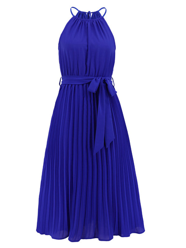 for Halter Midi Color Solid Folded Gown Women