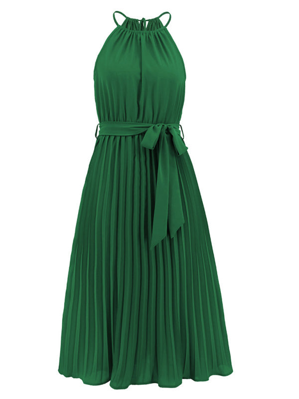 for Halter Midi Color Solid Folded Gown Women