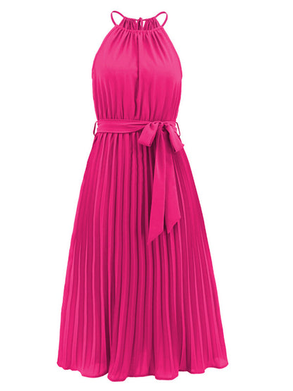 for Halter Midi Color Solid Folded Gown Women