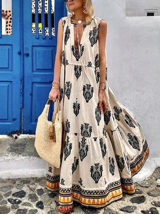 Cosybreezee - Bohemian Women's Full-Length Sleeveless Gown