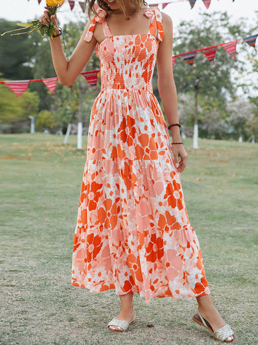 Gown Flowered Long for Resort Women