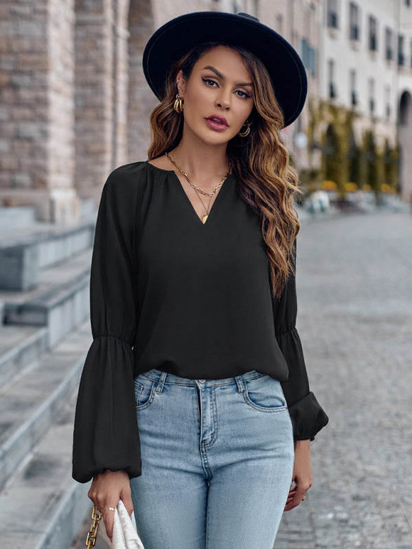 women's autumn casual tops and for V-neck loose winter