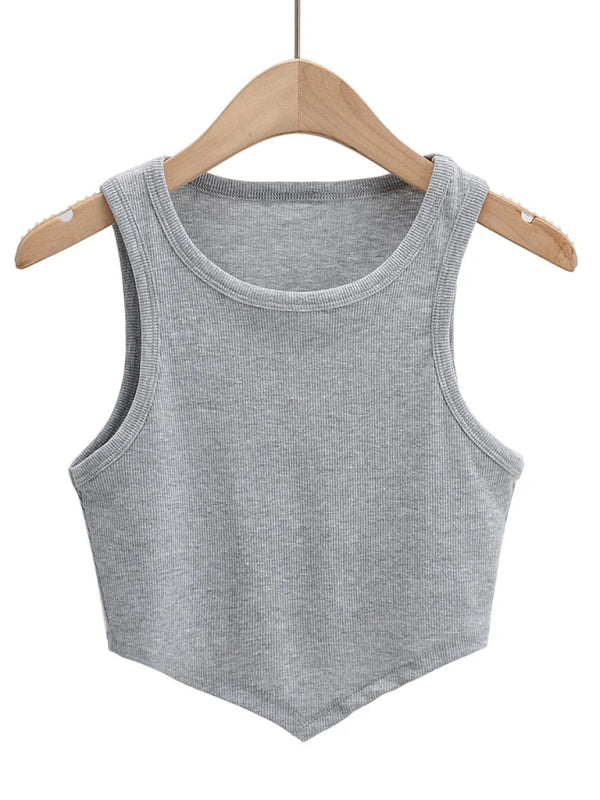 vest round inverted mini triangle Women's sleeveless neck top