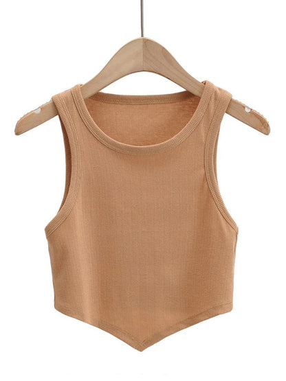 vest round inverted mini triangle Women's sleeveless neck top