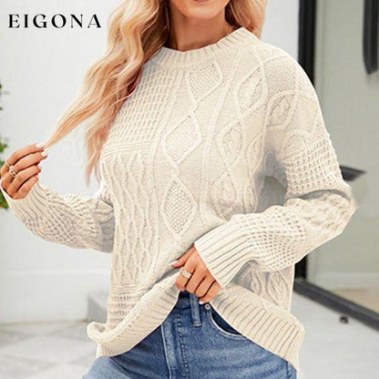 Cosybreezee - Women's round neck loose diamond knit sweater