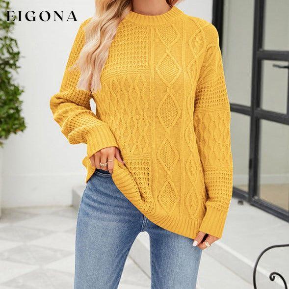 Women's round neck loose diamond knit sweater Yellow clothes Sweater sweaters Sweatshirt