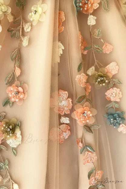 Impression One-Shoulder Graceful Embroidered Maxi Dress