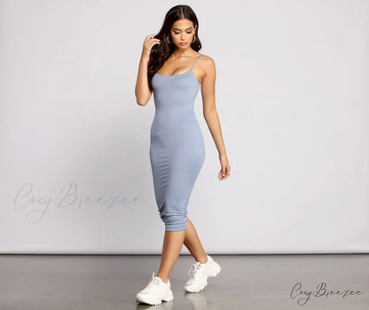 In Knit To Charming Win It Midi Dress LIGHT BLUE / XS