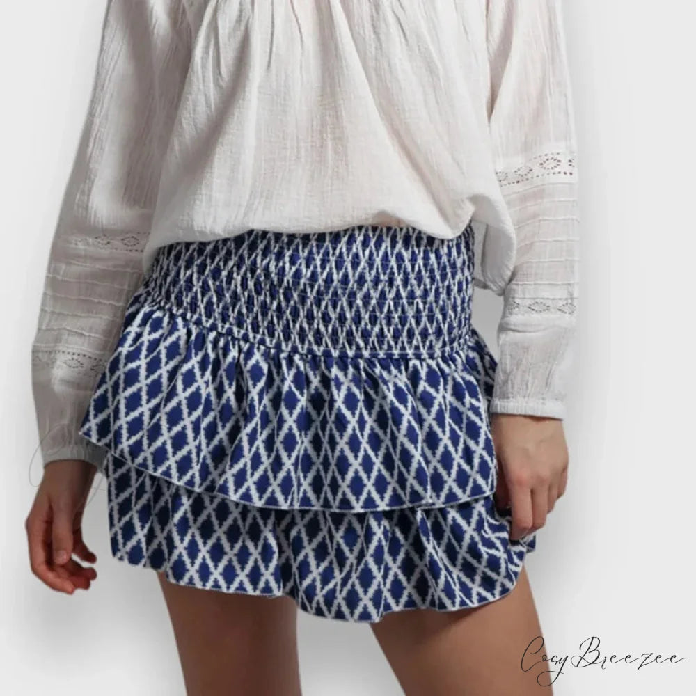 Indie Graphic Ruffle Pleated Skirt dark grey / S skirts-250223