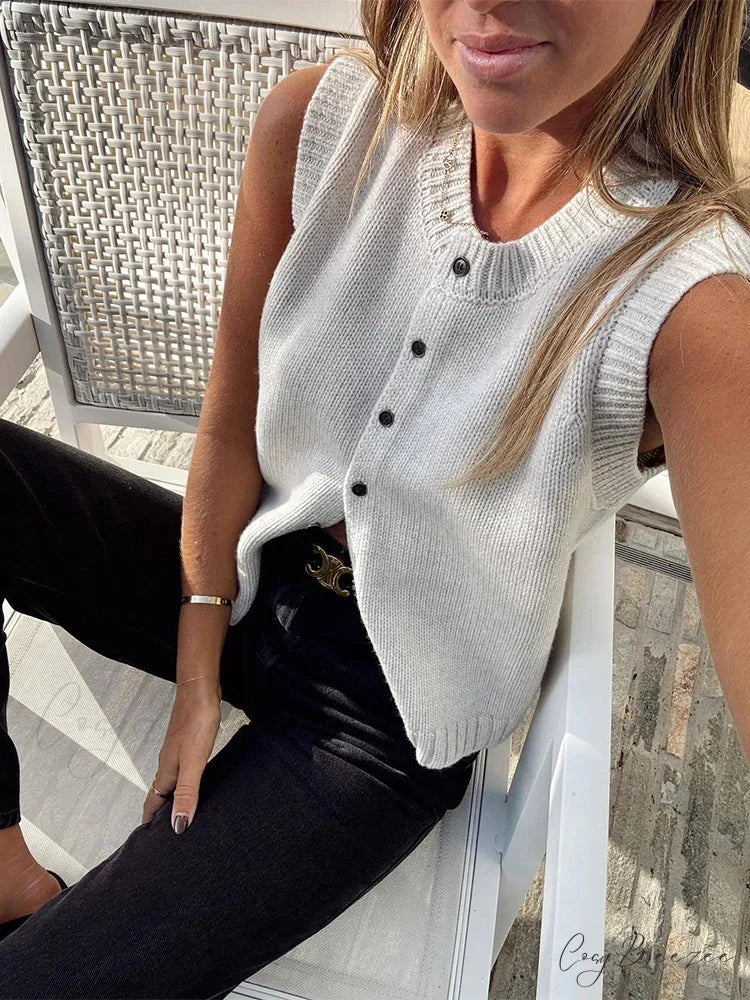 Informal Knit Tank Top Cardigan cardigans-241228