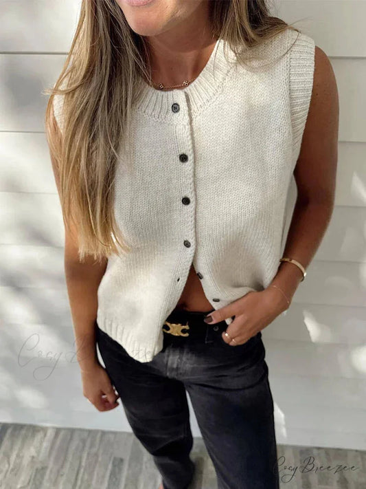 Informal Knit Tank Top Cardigan cardigans-241228