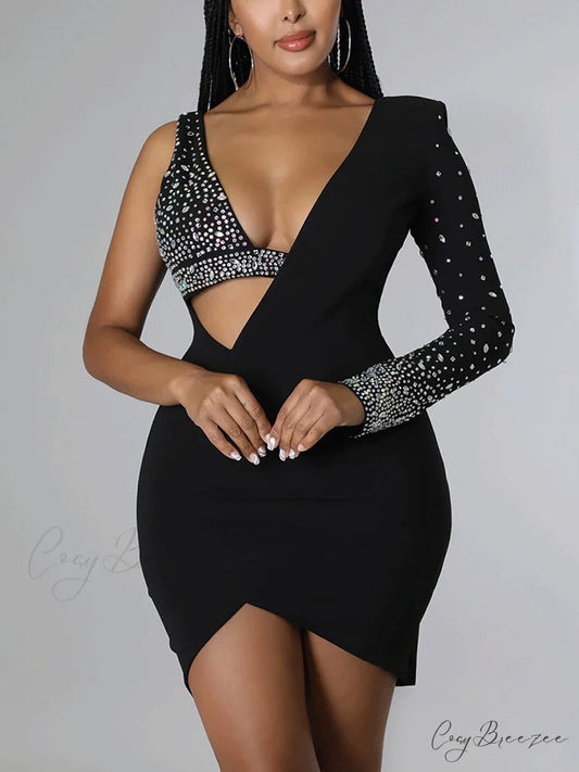 Irregular PU Graceful Skirt With Belt Black / S
