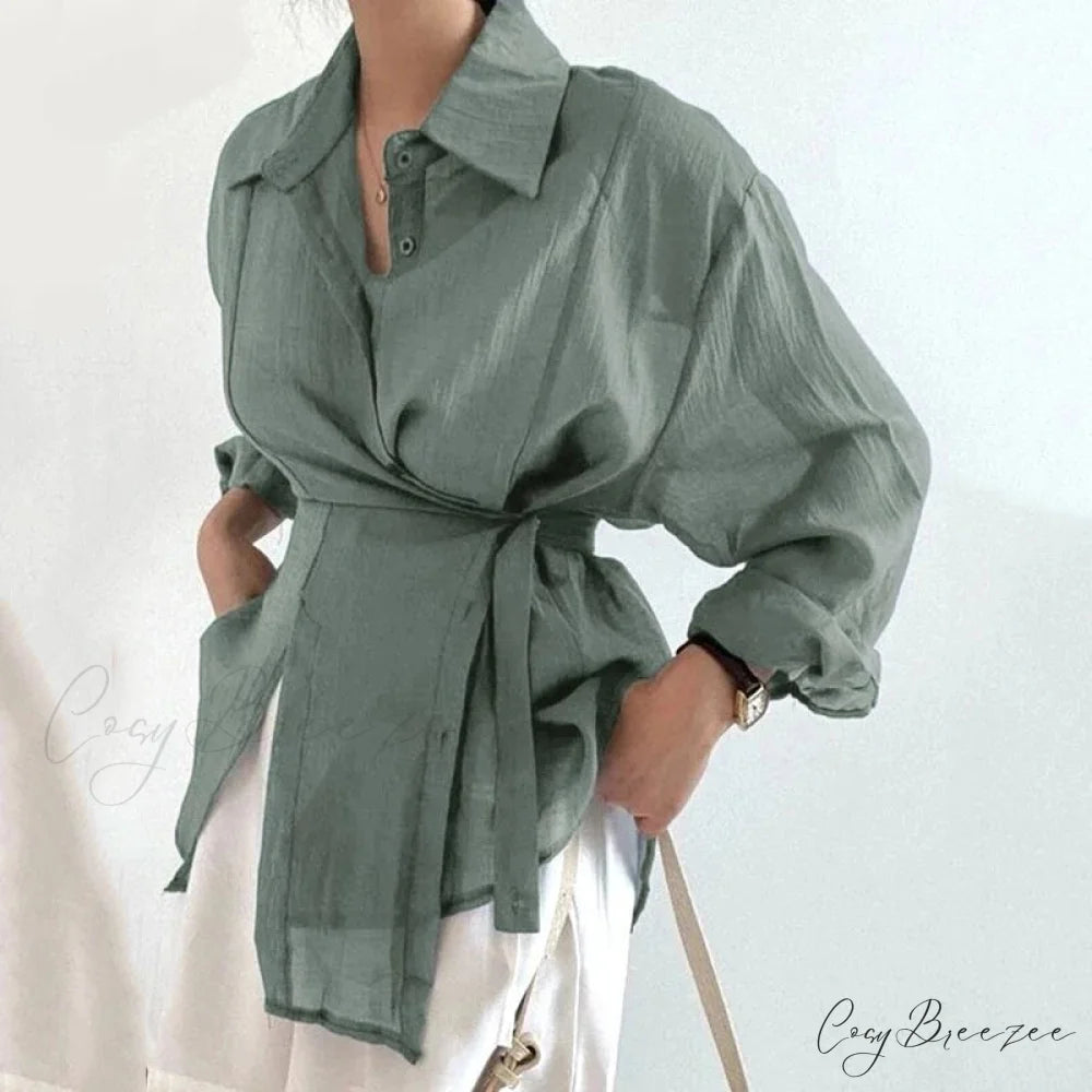 Irregular Solid Long Sleeve Sunscreen Crop Top Green / S blouse-250126