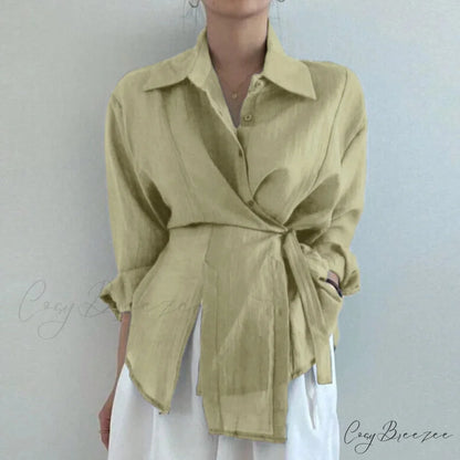 Irregular Solid Long Sleeve Sunscreen Crop Top Light Green / S blouse-250126