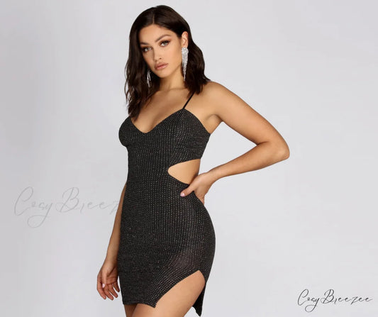 It’s Lit Stylish Glitter Dress BLACK / XS