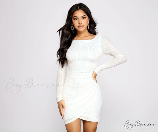 Ivy Embroidered Stylish Sequin Mini Dress WHITE / 1