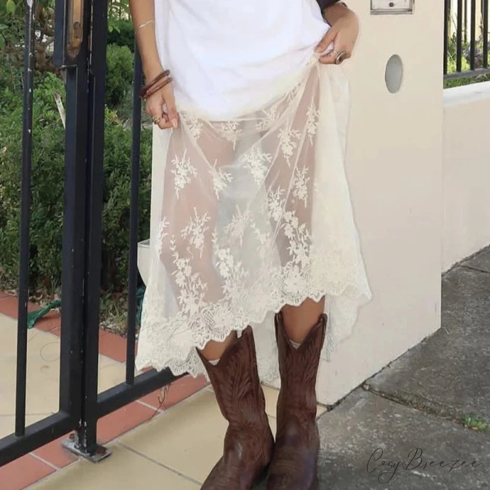 Jacquard See-Through Maxi Skirt skirts-250223