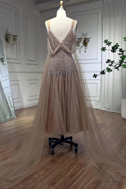 Jasmin Bead-Embellished Graceful Tulle Midi Dress