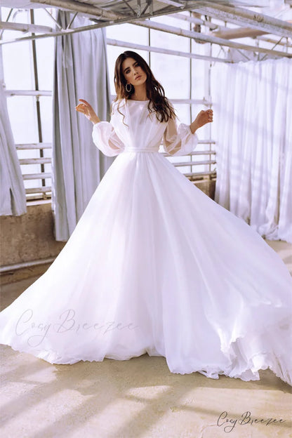 Jasmine Long Graceful Sleeve Wedding Gown