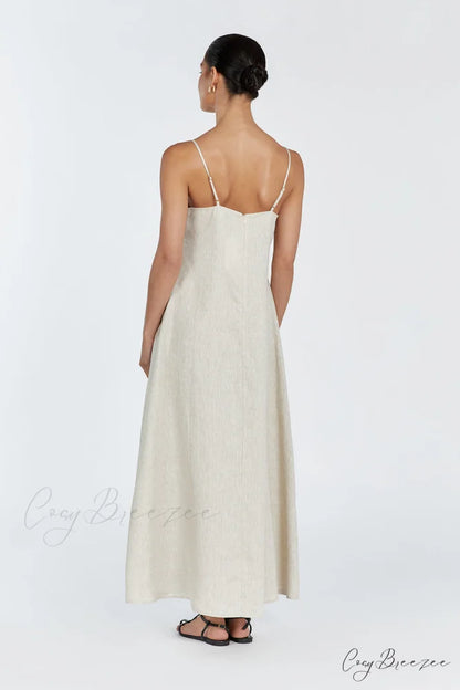 Jem Natural Stylish Linen Maxi Dress