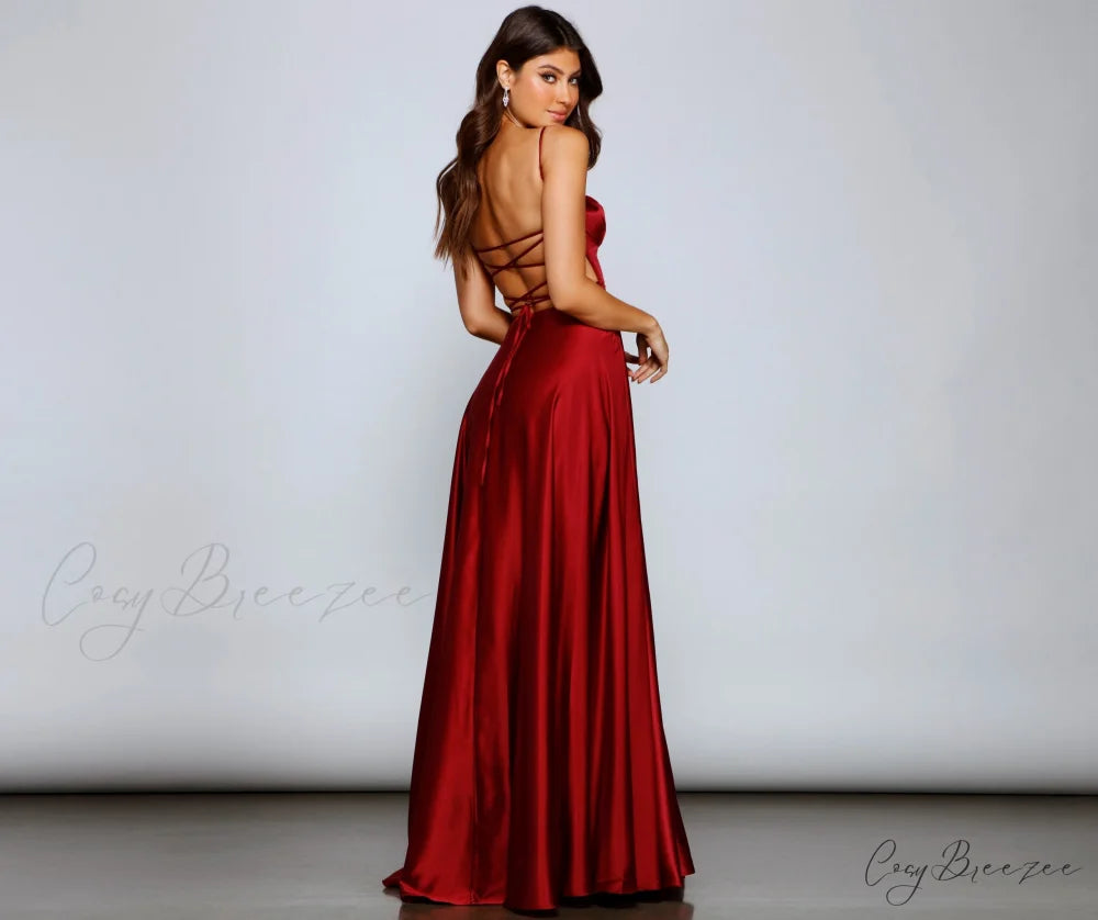 Jenny A-Line Stylish Satin Formal Dress