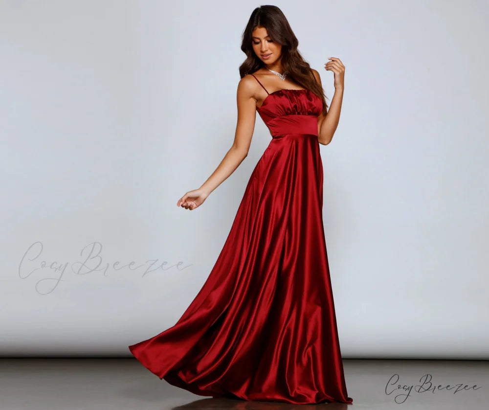 Jenny A-Line Stylish Satin Formal Dress