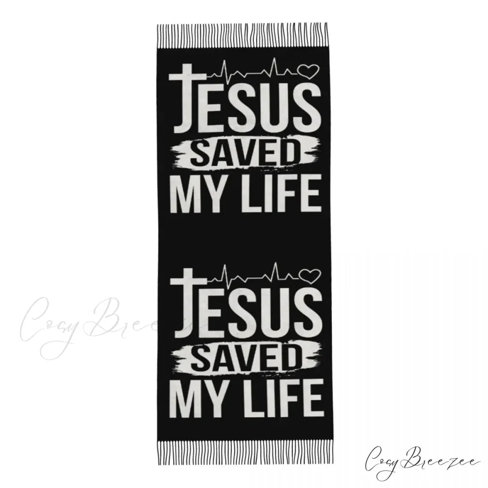 Jesus Saved My Life Warm Winter Christian Faith Shawl Wrap Scarf